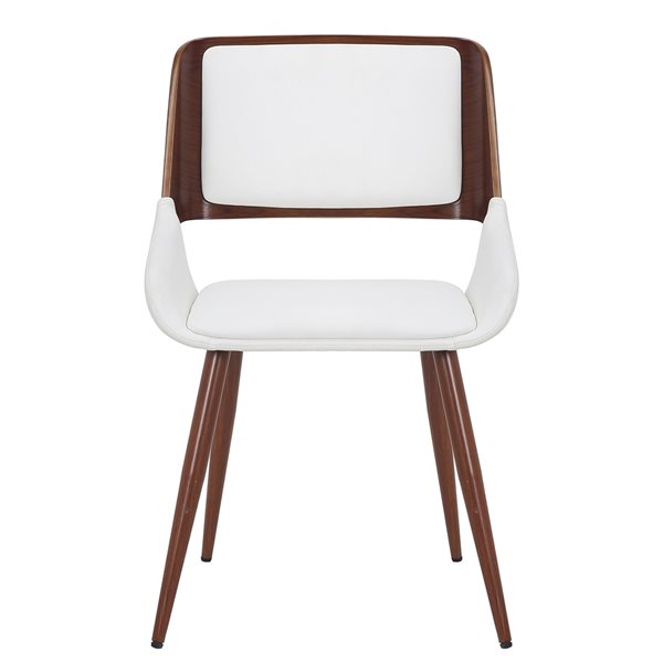 !nspire Contemporary White Faux Leather Upholstered Side Chair with Wood Frame