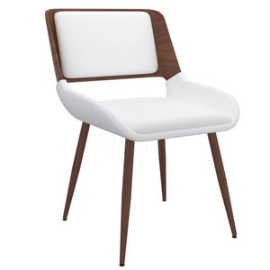 !nspire Contemporary White Faux Leather Upholstered Side Chair with Wood Frame