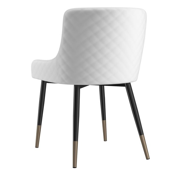 Ensemble de chaises d'appoint rembourrées !nspire contemporaines en similicuir blanc avec cadre en métal, 2 pièces