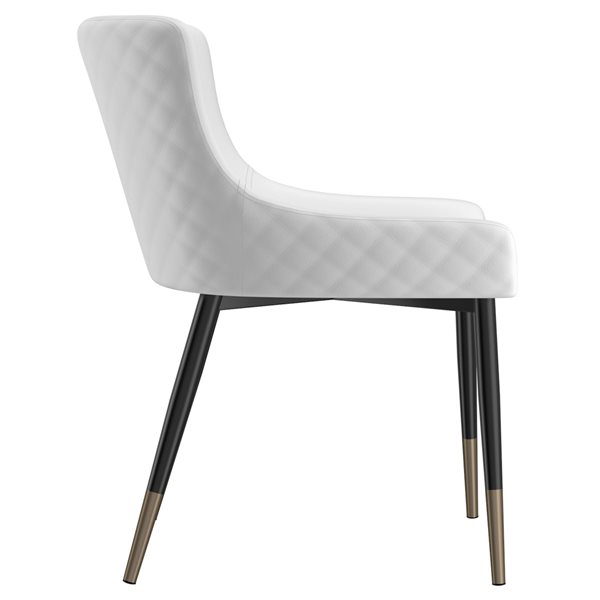 Ensemble de chaises d'appoint rembourrées !nspire contemporaines en similicuir blanc avec cadre en métal, 2 pièces