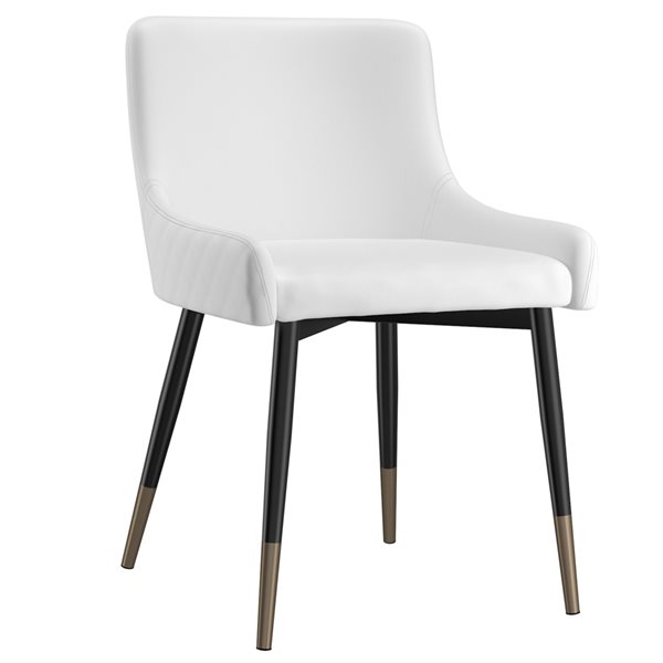 Ensemble de chaises d'appoint rembourrées !nspire contemporaines en similicuir blanc avec cadre en métal, 2 pièces