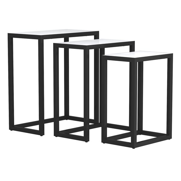 WHI Black Composite Rectangular End Table Set - 3-Piece