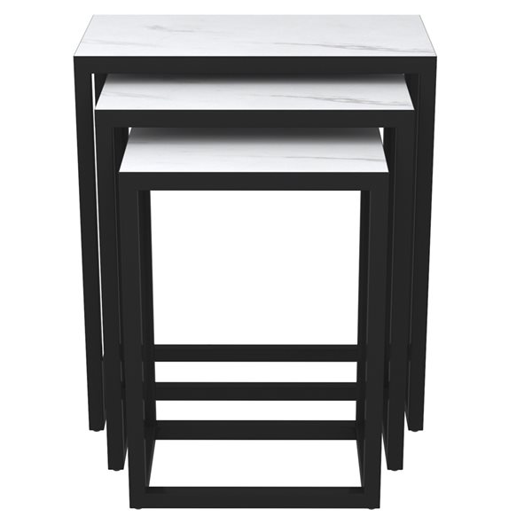 WHI Black Composite Rectangular End Table Set - 3-Piece