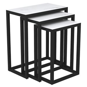 WHI Black Composite Rectangular End Table Set - 3-Piece