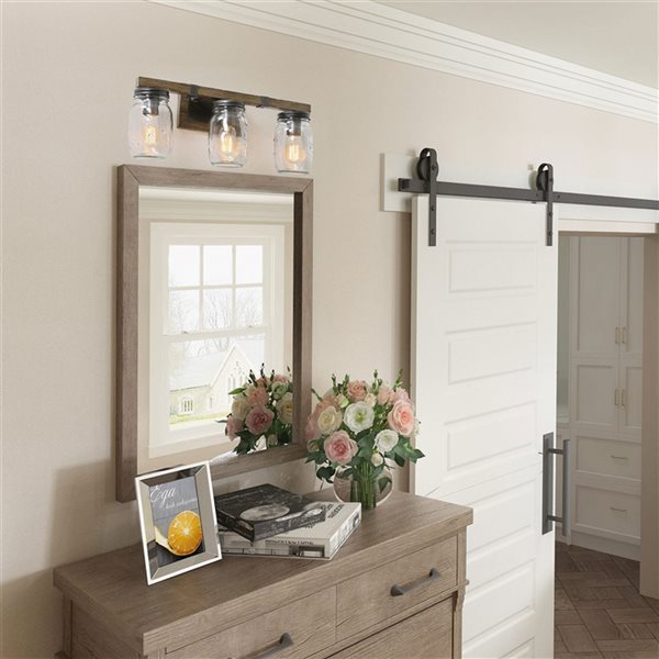 LNC Way 3-Light Black Farmhouse Vanity Light Bar
