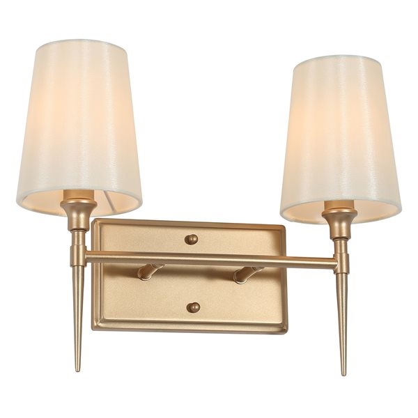 LNC Trend 2-Light Gold and White Transitional Vanity Light Bar