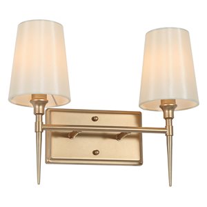 LNC Trend 2-Light Gold and White Transitional Vanity Light Bar