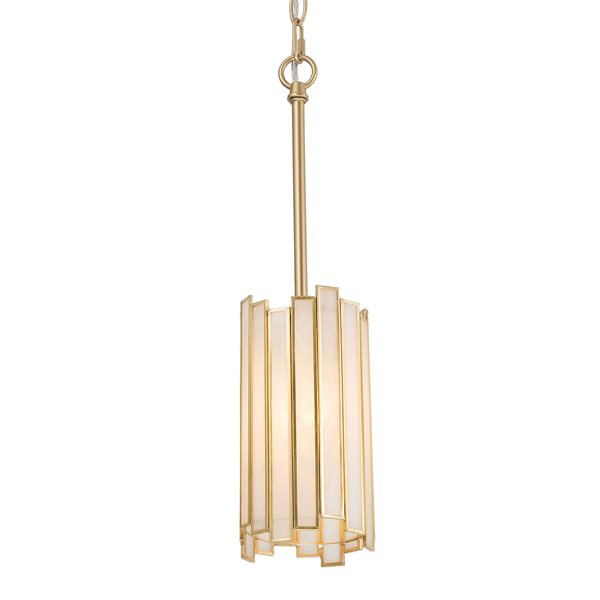 LNC Tiffany 4.3-in Matte Gold Modern/Contemporary Cylinder Mini Pendant Light