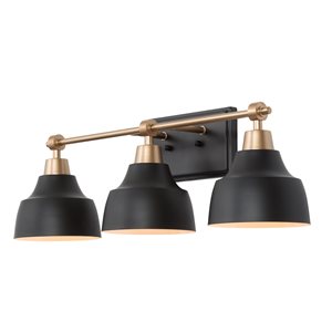 LNC Darren 3-Light Black and Gold Modern/Contemporary Vanity Light Bar