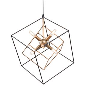 LNC Trend 6-Light Matte Black and Gold Two Tier Modern/Contemporary Cage Chandelier