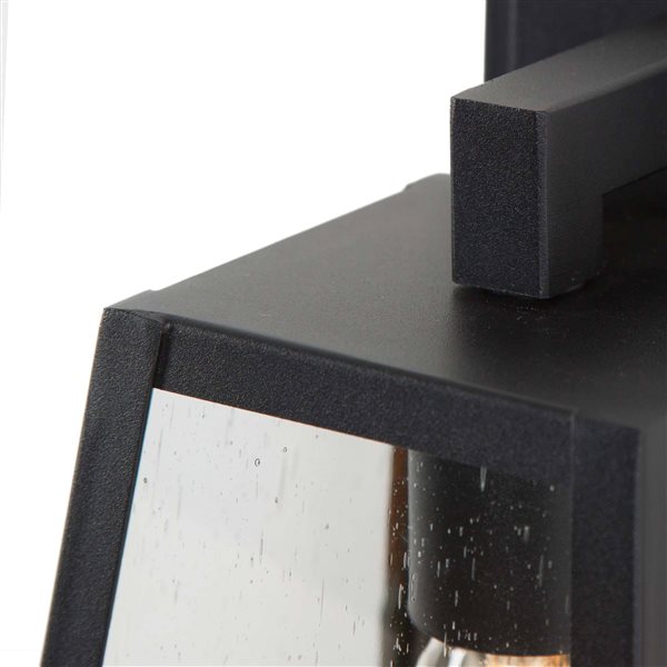 LNC Halo 10-in Black and Seeded Glass Outdoor Wall Light