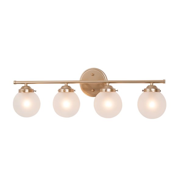 LNC Ellan 4-Light Gold and Opal Glass Modern/Contemporary Vanity Light Bar