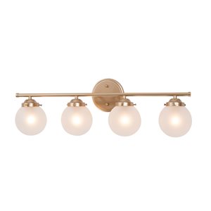 LNC Ellan 4-Light Gold and Opal Glass Modern/Contemporary Vanity Light Bar