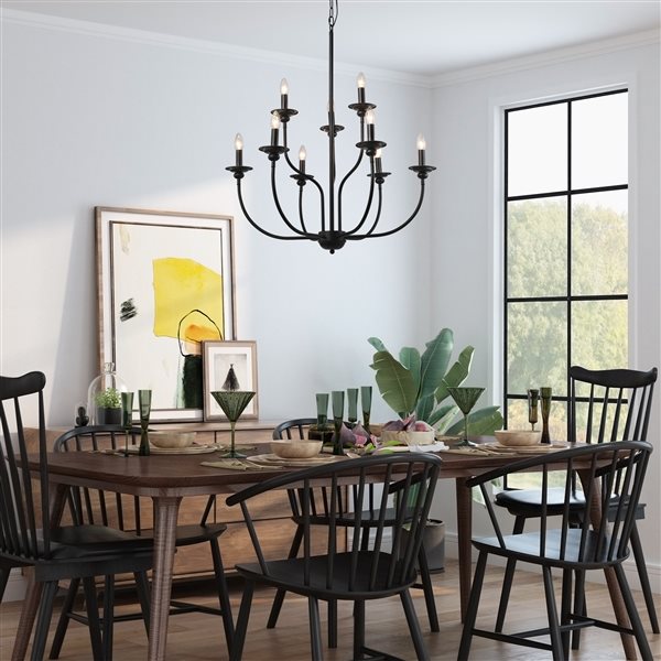 LNC Pict 9-Light Black Farmhouse Chandelier