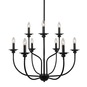 LNC Pict 9-Light Black Farmhouse Chandelier