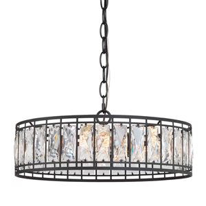 LNC Ballet 3-Light Matte Black Drum Modern/Contemporary Chandelier