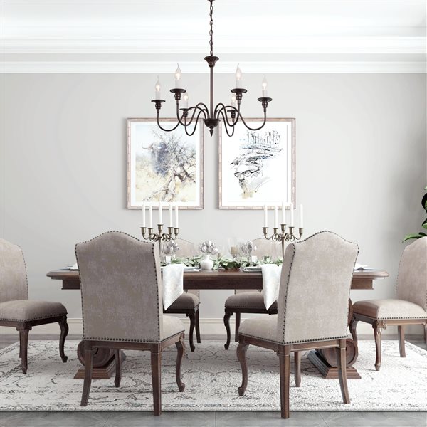 LNC Echo 6-Light Oil-rubbed Bronze Candle Style Transitional Chandelier