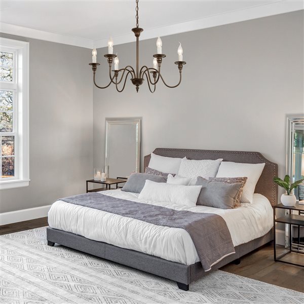 LNC Echo 6-Light Oil-rubbed Bronze Candle Style Transitional Chandelier