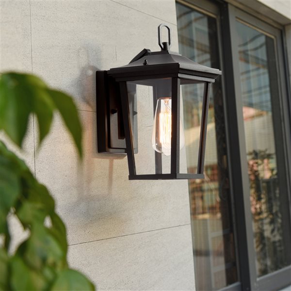 LNC Sabrina 11.8-in Matte Black Outdoor Wall Light