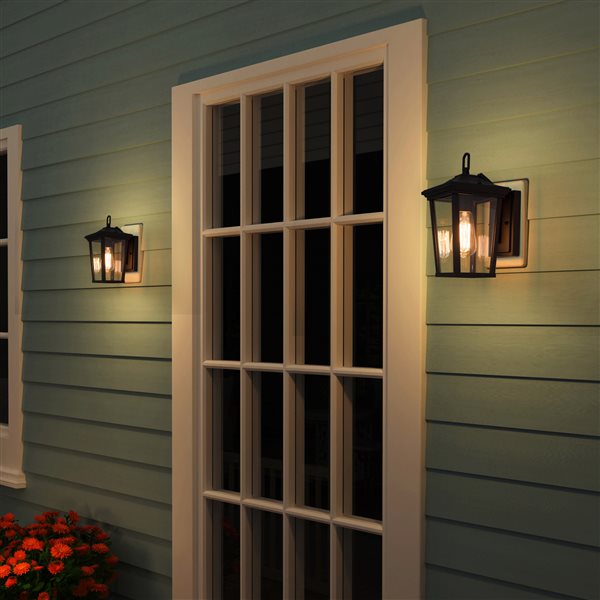 LNC Sabrina 11.8-in Matte Black Outdoor Wall Light