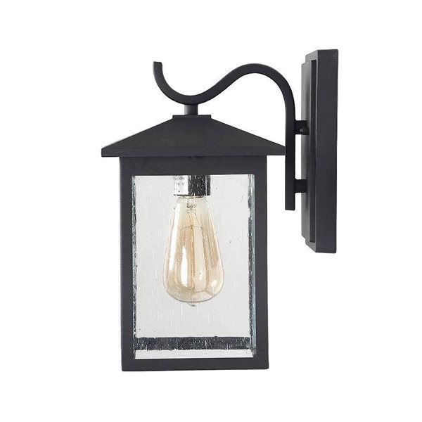 LNC Sabrina 12-in Black and Seeded Glass Outdoor Wall Light