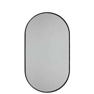 Décor Wonderland Khristy 23.6-in Oval Black Framed Bathroom Mirror