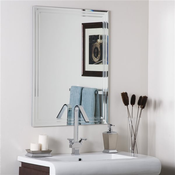 Décor Wonderland Tri-Bevel 22-in Rectangular Frameless Bathroom Mirror