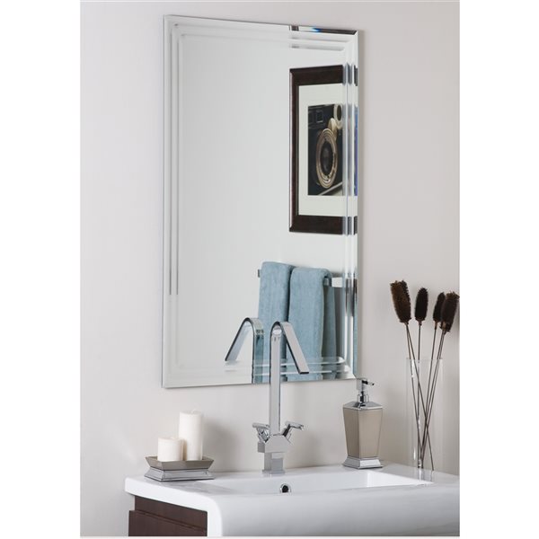 Décor Wonderland Tri-Bevel 23.6-in Rectangular Frameless Bathroom Mirror