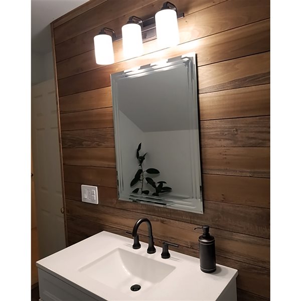 Décor Wonderland Tri-Bevel 23.6-in Rectangular Frameless Bathroom Mirror