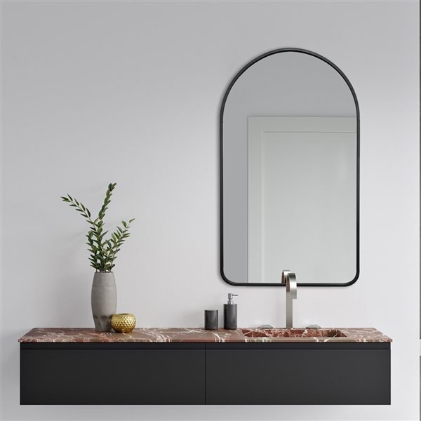 Décor Wonderland Rita 19.6-in Arch Black Framed Bathroom Mirror