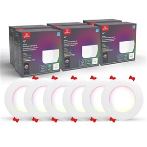 Globe Electric 4-in Wi-Fi Smart White Ultra Slim LED Recessed Lighting Kit - 6-pack