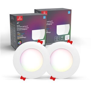 Globe Electric 4-in Wi-Fi Smart White Ultra Slim LED Recessed Lighting Kit - 2-pack