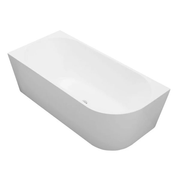 A&E Bath & Shower Poppy 29.5-in x 59-in White High-gloss Acrylic Rectangle Centre Drain Freestanding Bathtub (Left Corner)