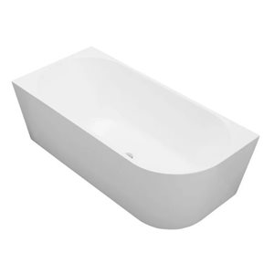 A&E Bath & Shower Poppy 29.5-in x 59-in White High-gloss Acrylic Rectangle Centre Drain Freestanding Bathtub (Left Corner)