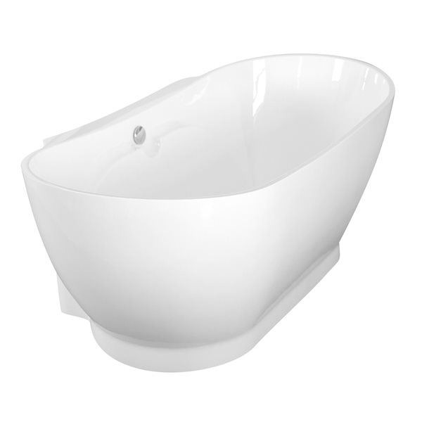 Baignoire Angela autoportante ovale avec drain central en acrylique blanc brillant de 39 po x 71 po par A&E Bath and Shower