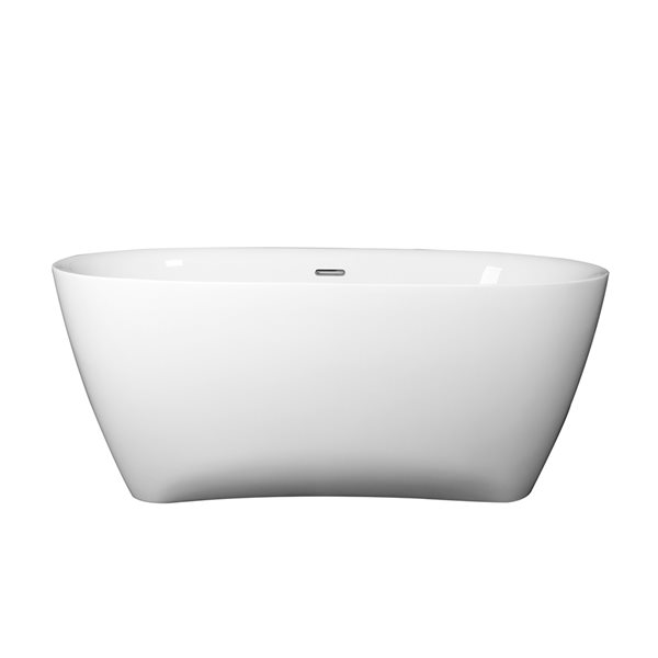 A&E Bath & Shower Carmen 30-in x 59-in White High-gloss Acrylic Oval Centre Drain Freestanding Bathtub