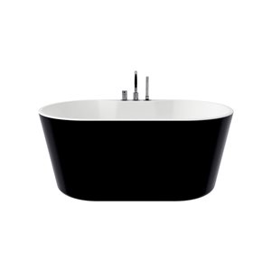 A&E Bath & Shower Nadia 32-in x 56-in Black Matte Acrylic Oval Centre Drain Freestanding Bathtub