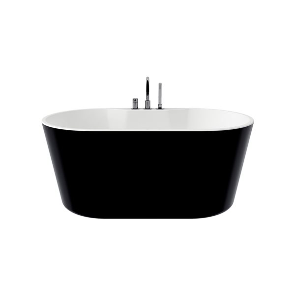 Baignoire Nadia autoportante ovale avec drain central en acrylique noir mat de 32 po x 56 po par A&E Bath and Shower