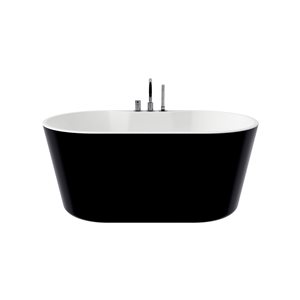 Baignoire Nadia autoportante ovale avec drain central en acrylique noir mat de 32 po x 56 po par A&E Bath and Shower