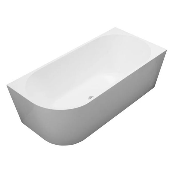 Baignoire Poppy par A&E Bath and Shower autoportante rectangulaire avec drain central en acrylique blanc de 29,5 po x 59 po