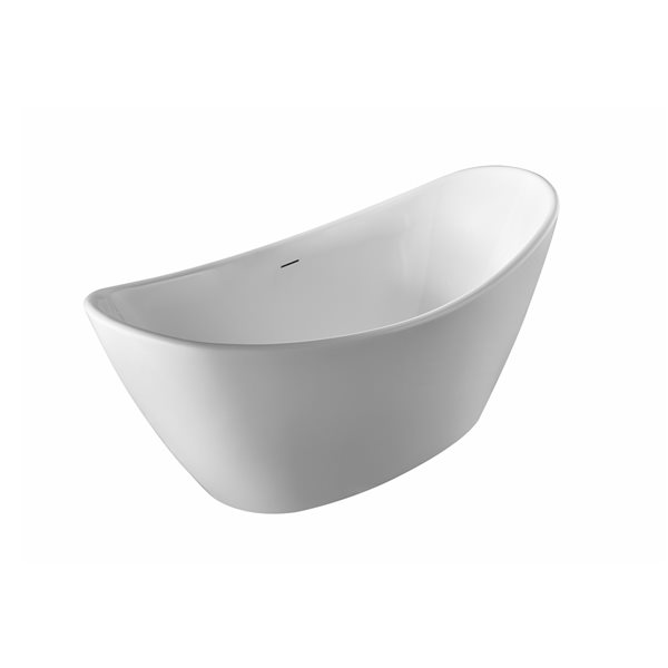 A&E Bath & Shower Jodie 30-in x 59-in White High-gloss Acrylic Oval Centre Drain Freestanding Bathtub