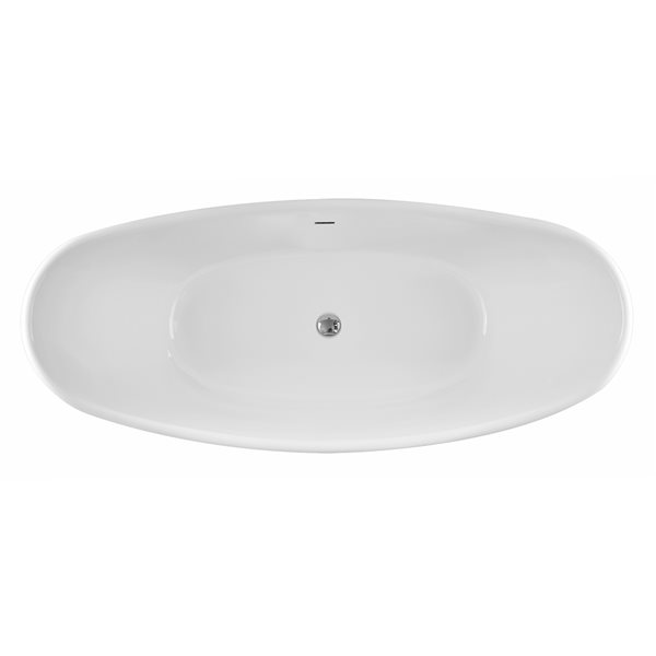 A&E Bath & Shower Jodie 30-in x 59-in White High-gloss Acrylic Oval Centre Drain Freestanding Bathtub