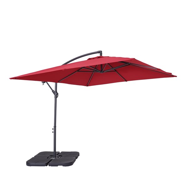 CASAINC 9-ft Red Offset Patio Umbrella Crank Base Included CS