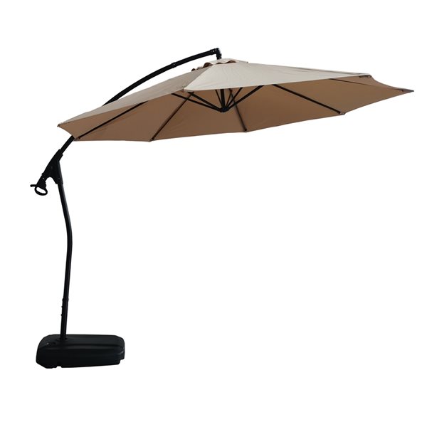 CASAINC 11-ft Tan Offset Patio Umbrella Crank Base Included CA ...