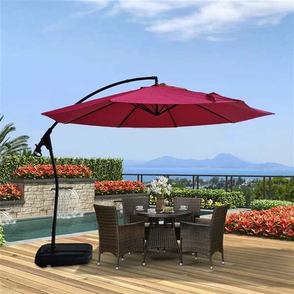 Casainc 11 Ft Red Offset Patio Umbrella Crank Base Included Ca Wfum11200001001ab Rona 0483