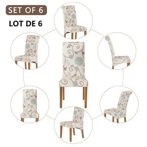 CASAINC Floral Padded Dining Chairs - Set of 6