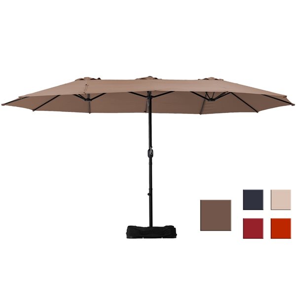 CASAINC 15-ft Tan Market Patio Umbrella No-tilt Base Included