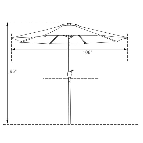 CASAINC 9-ft Turquoise Market Patio Umbrella Push-button with Solar Light