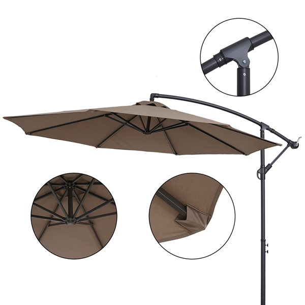 CASAINC 10-ft Taupe Offset Patio Umbrella Crank