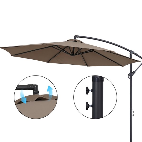 CASAINC 10-ft Taupe Offset Patio Umbrella Crank